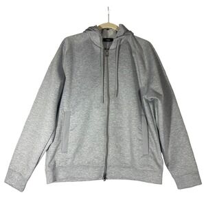 Theory NWT Bray Full Zip Grey Heather Connect Jersey Sweatshirt Jacket Sz L Hood